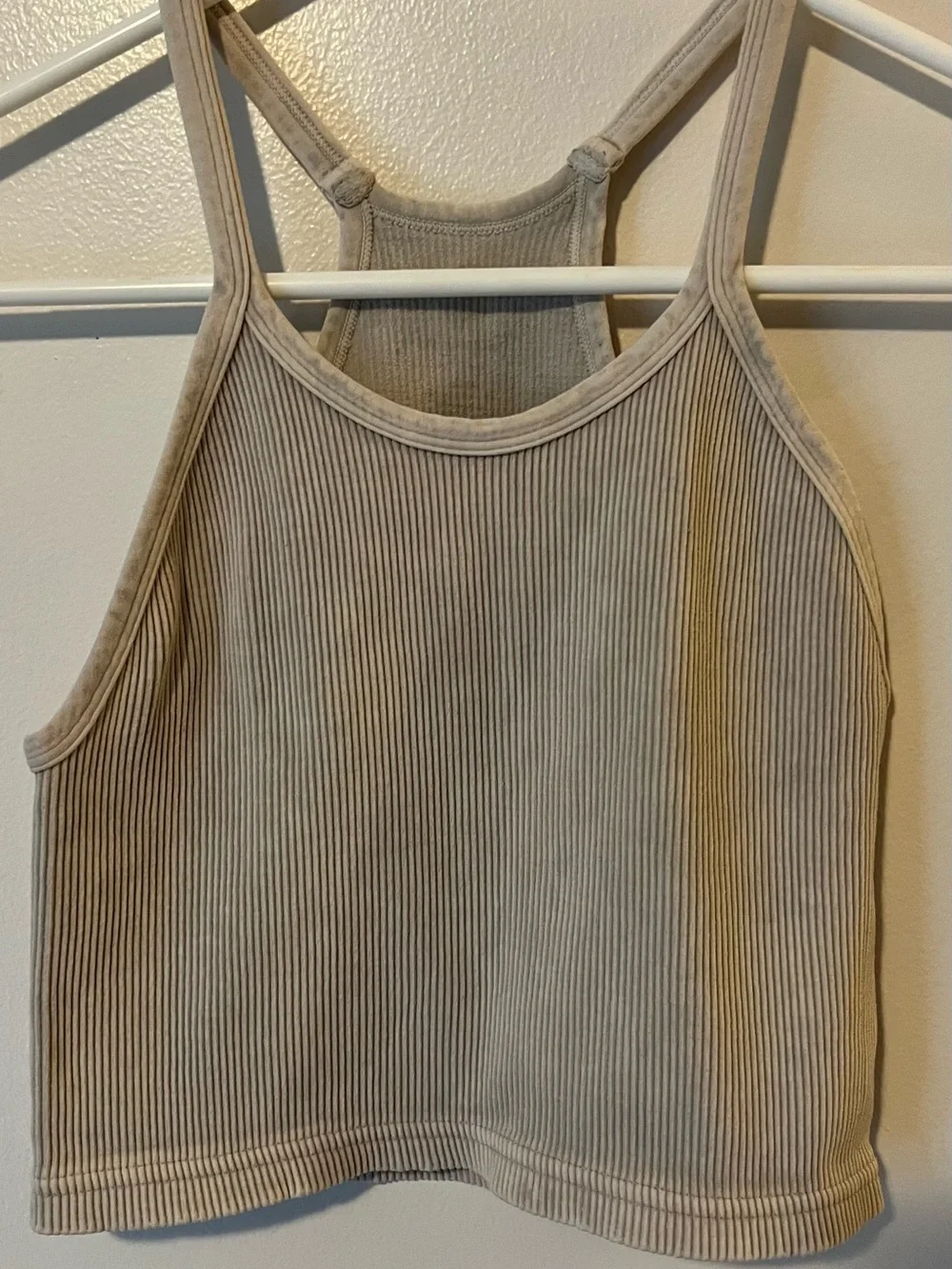 FP Movement, Free People Happiness Runs Tank, Stone Eagle Tan Ribbed Crop Top, S